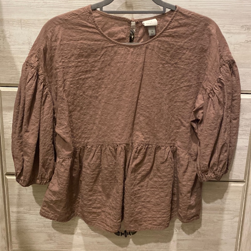 Brown Puff Sleeve Top